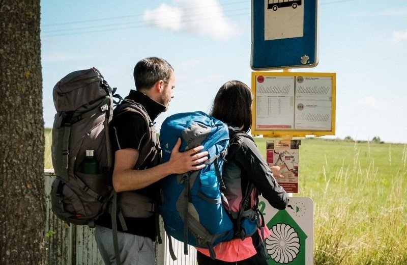 Taking the bus to the hiking trails